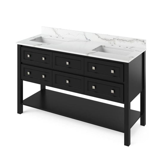 60 inch black double sink vanity