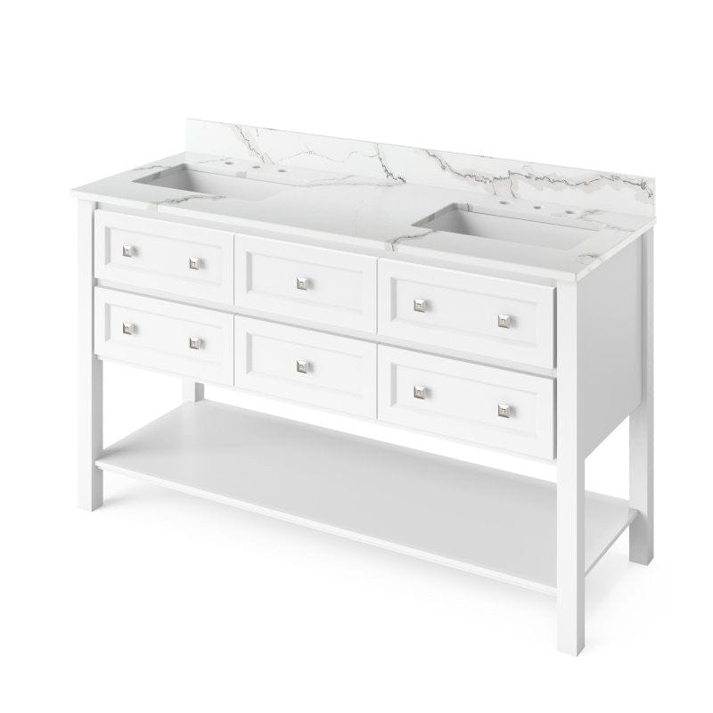 60 inch white double sink vanity