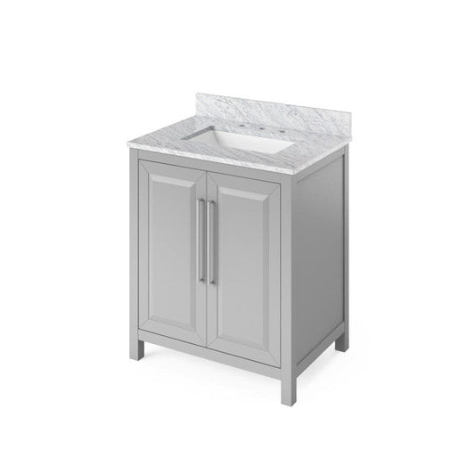 Jeffrey Alexander Cade Contemporary 30" Grey Single Undermount Sink Vanity w/ Marble Top