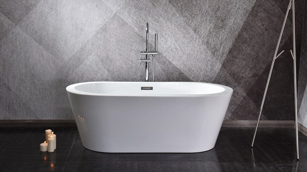 Lexora Lure 67" Free Standing Acrylic Bathtub | Chrome Drain