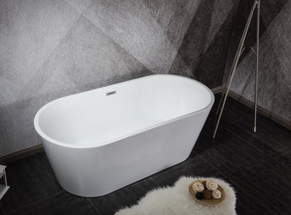 Lexora Melina 59" Free Standing Acrylic Bathtub | Chrome Drain