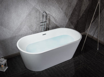 Lexora Melina 59" Free Standing Acrylic Bathtub | Chrome Drain