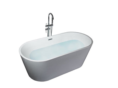 Lexora Melina 59" Free Standing Acrylic Bathtub | Chrome Drain