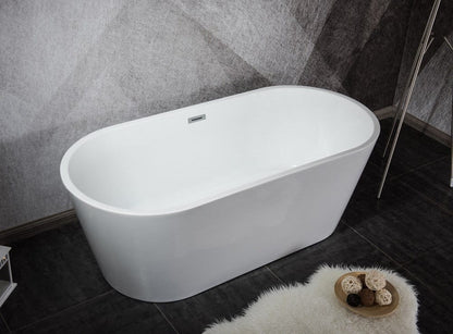 Lexora Melina 63" Free Standing Acrylic Bathtub | Chrome Drain