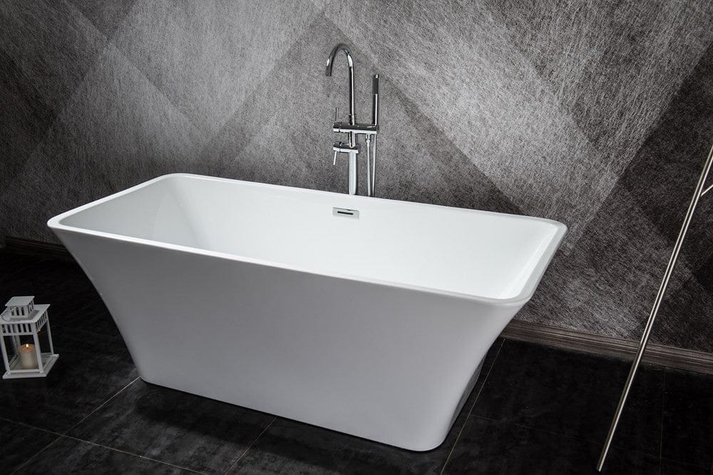 Lexora Melina 63" Free Standing Acrylic Bathtub | Chrome Drain