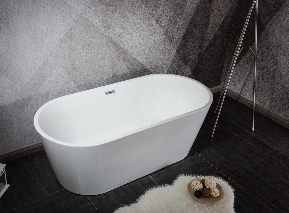 Lexora Melina 67" Free Standing Acrylic Bathtub | Chrome Drain