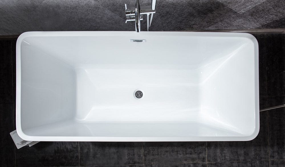 Lexora Vinter 59" Free Standing Acrylic Bathtub | Chrome Drain
