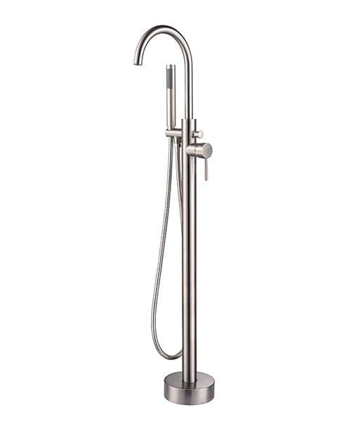 Lexora Lago Free Standing Bathtub Filler/Faucet | Handheld Showerwand | Brushed Nickel