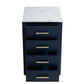 Lexora Jacques 20" Navy Blue Side Cabinet | White Carrara Marble Top