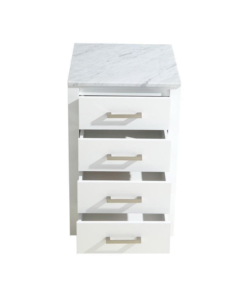 Lexora Jacques 20" White Side Cabinet | White Carrara Marble Top