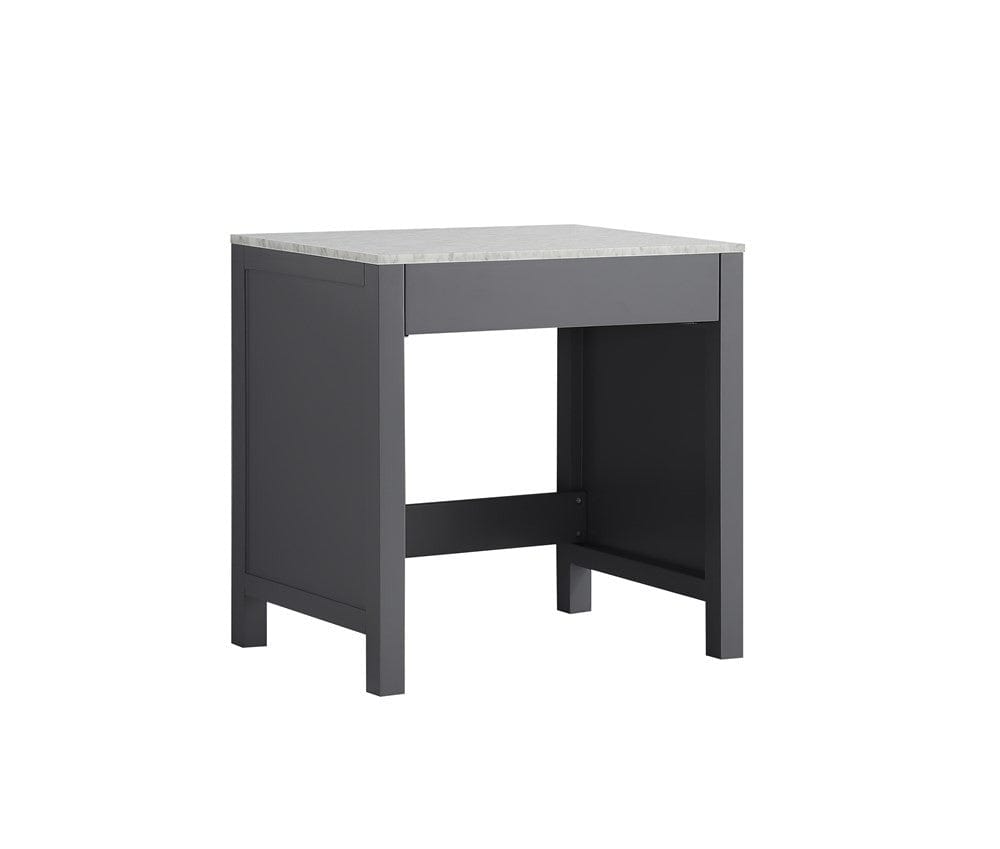 Lexora Jacques 30" Darl Grey Make-Up Table | White Carrara Marble Top