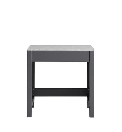 Lexora Jacques 30" Darl Grey Make-Up Table | White Carrara Marble Top