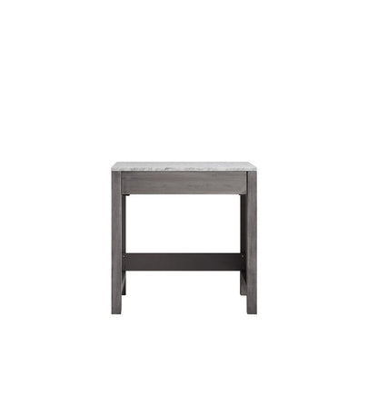 Lexora Jacques 30" Distressed Grey Make-Up Table | White Carrara Marble Top