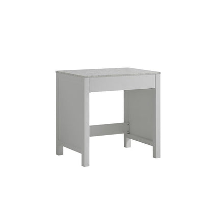 Lexora Jacques 30" White Make-Up Table | White Carrara Marble Top