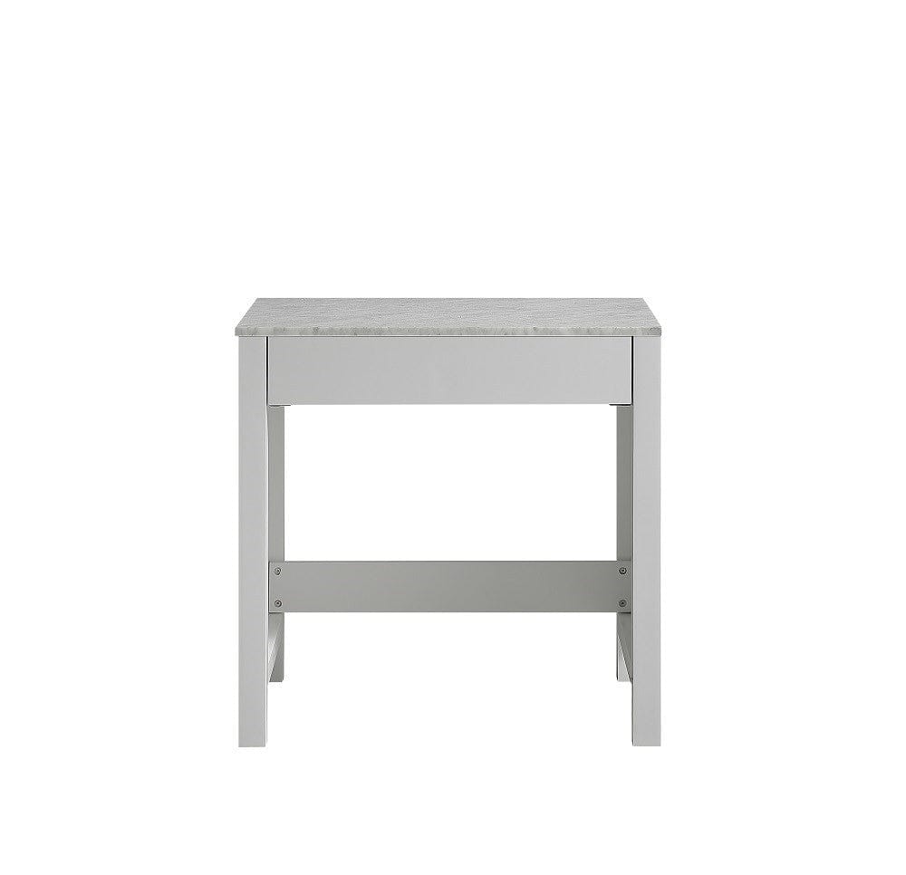 Lexora Jacques 30" White Make-Up Table | White Carrara Marble Top