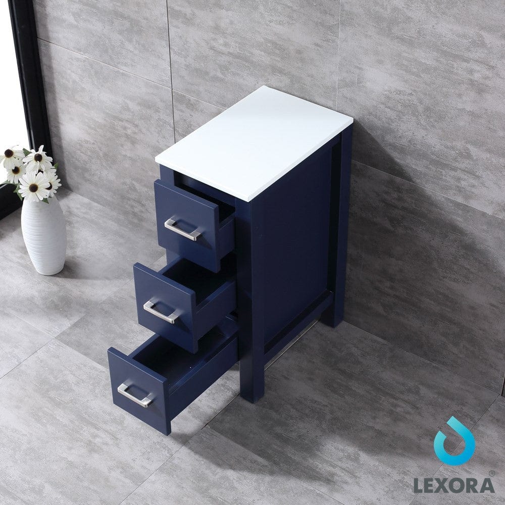 Lexora Volez 12" Navy Blue Side Cabinet | Phoenix Stone Top