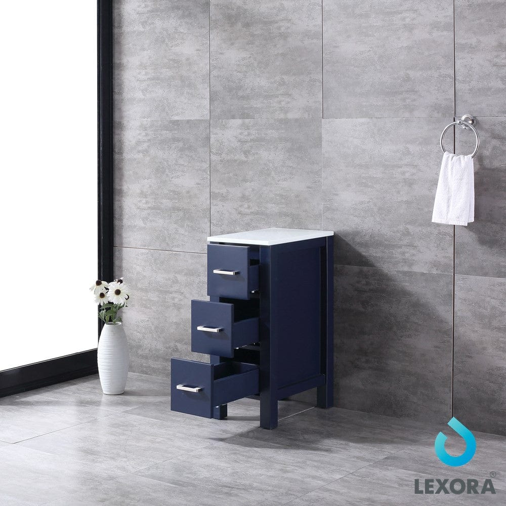 Lexora Volez 12" Navy Blue Side Cabinet | Phoenix Stone Top