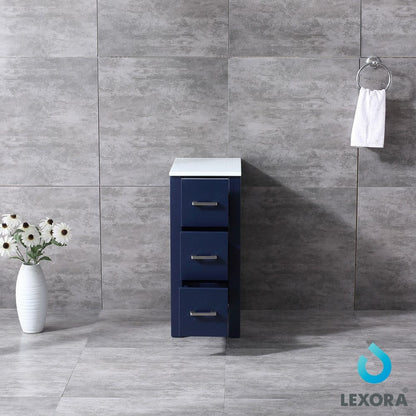 Lexora Volez 12" Navy Blue Side Cabinet | Phoenix Stone Top