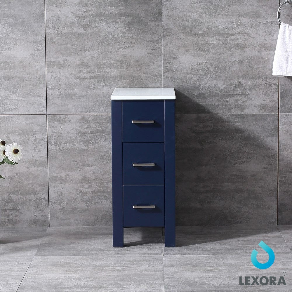 Lexora Volez 12" Navy Blue Side Cabinet | Phoenix Stone Top