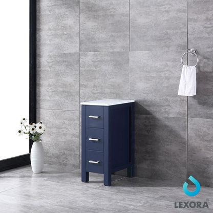 Lexora Volez 12" Navy Blue Side Cabinet | Phoenix Stone Top