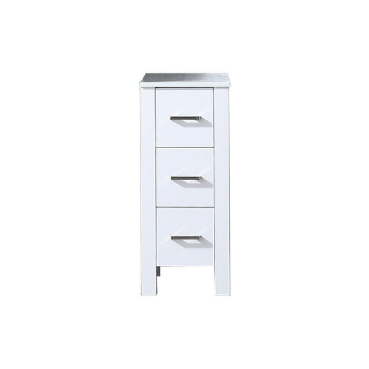 Lexora Volez 12" White Side Cabinet | Phoenix Stone Top