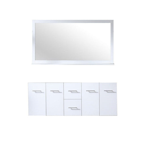 Lexora Amelie 60" White Double Vanity | No Top | 60" Mirror