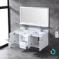 Lexora Amelie 60" White Double Vanity Set | White Carrara Marble Top | White Ceramic Square Undermount Sinks | 60" Mirror