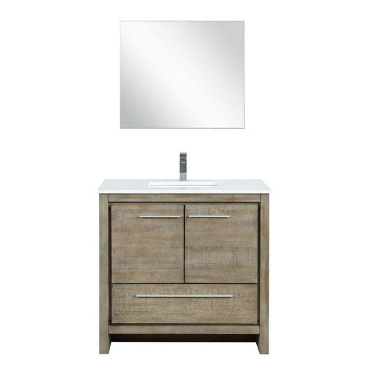 Lexora Vanities Lexora Contemporary Lafarre  36" Rustic Acacia Bathroom Vanity Set w/ Labaro Rose Gold Faucet