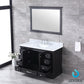 Lexora Dukes 48" Espresso Single Vanity Set | White Carrara Marble Top | White Ceramic Square Undermount Sink | 46" Mirror