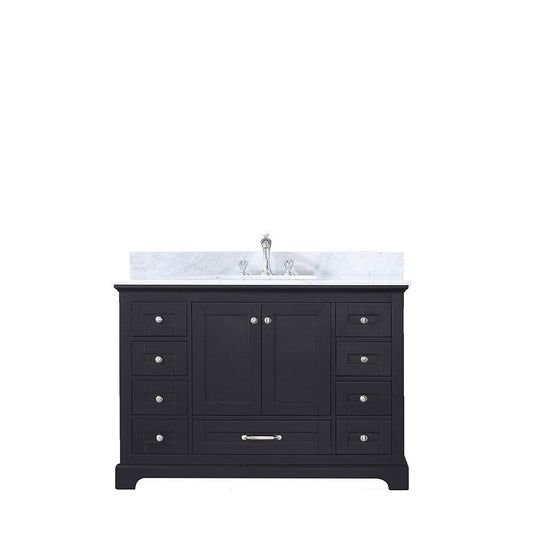 Lexora Vanities Lexora Dukes 48" Espresso Single Vanity | White Carrara Marble Top | White Ceramic Square Undermount Sink | No Mirror