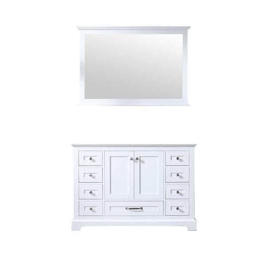 Lexora Dukes 48" White Single Vanity | No Top | 46" Mirror