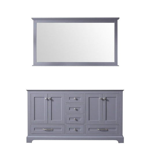 Lexora Vanities Lexora Dukes 60" Dark Grey Double Vanity | No Top | 58" Mirror