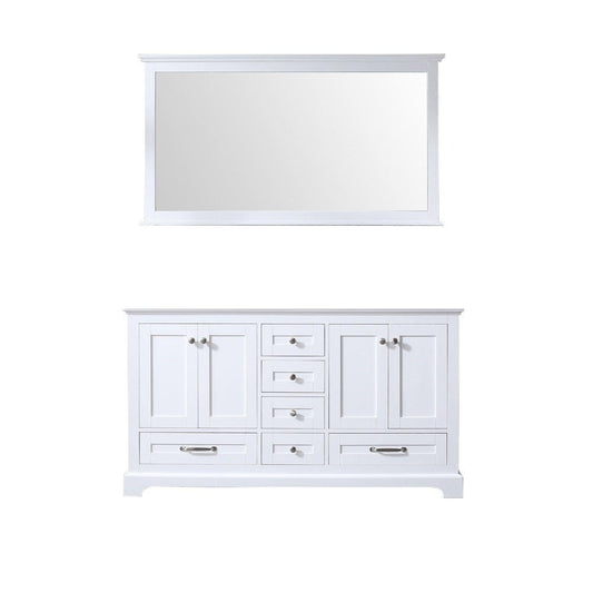 Lexora Vanities Lexora Dukes 60" White Double Vanity | No Top | 58" Mirror
