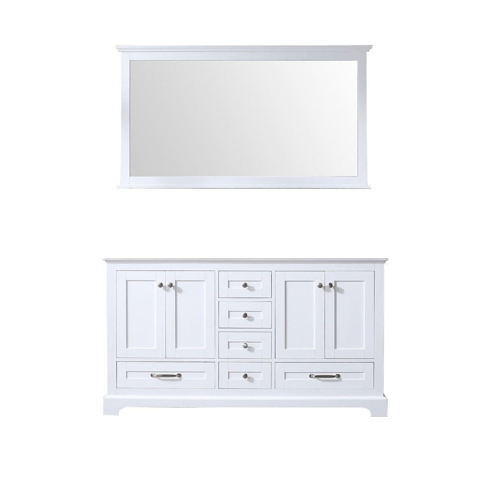 Lexora Dukes 60" White Double Vanity | No Top | 58" Mirror