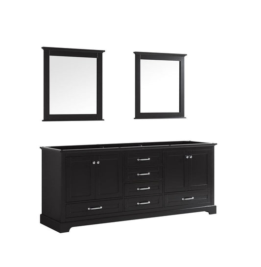 Lexora Dukes 80" Espresso Double Vanity | No Top | 30" Mirrors