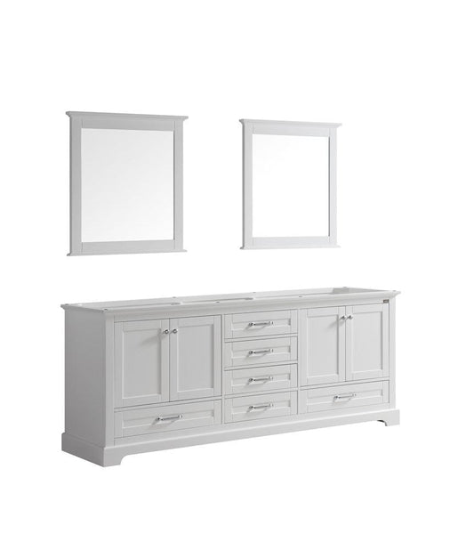 Lexora Vanities Lexora Dukes 80" White Double Vanity | No Top | 30" Mirrors