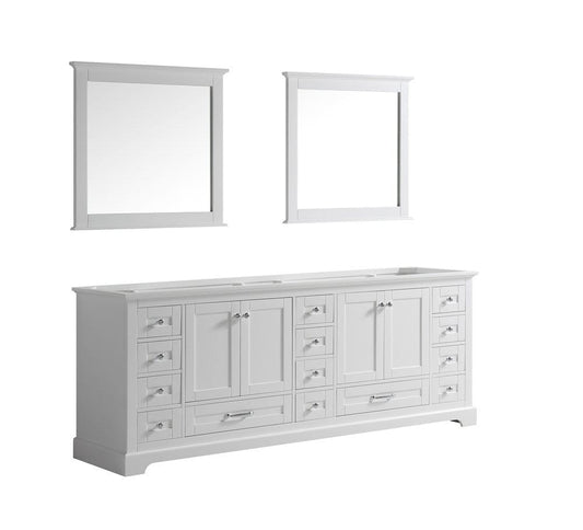 Lexora Vanities Lexora Dukes 84" White Double Vanity | No Top | 34" Mirrors