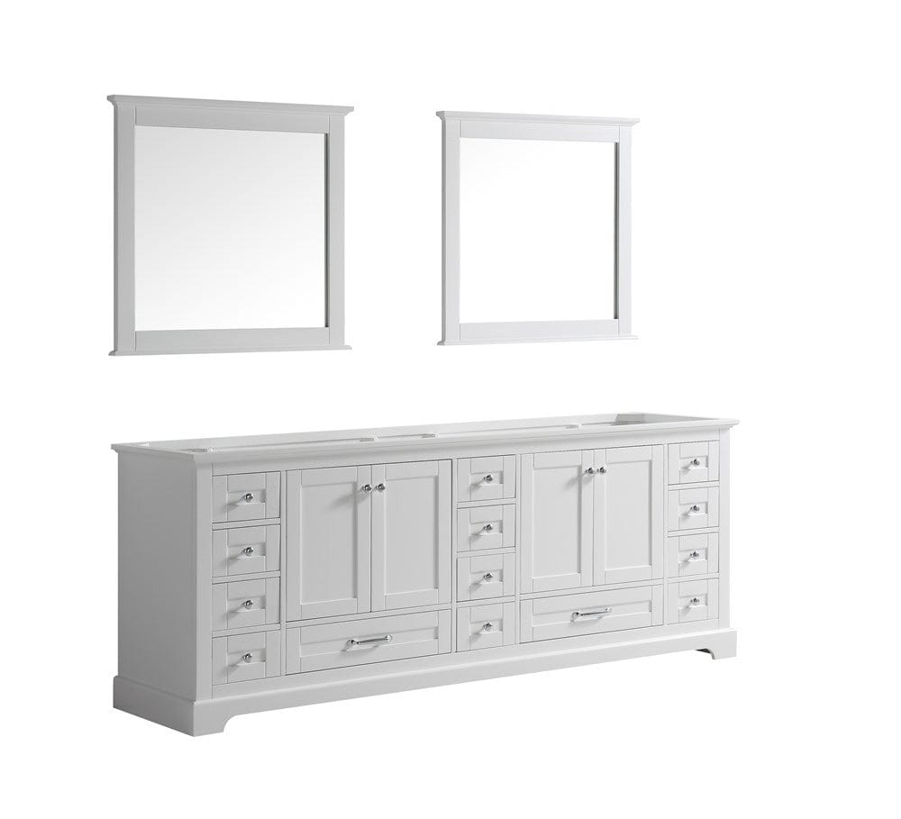 Lexora Dukes 84" White Double Vanity | No Top | 34" Mirrors