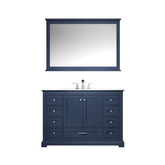 Lexora Vanities Lexora Dukes Modern 48" Navy Blue Single Sink Vanity with 48"Mirror