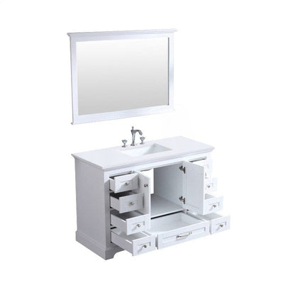 Lexora Vanities Lexora Dukes Modern 48" White Single Sink Vanity with 48"Mirror