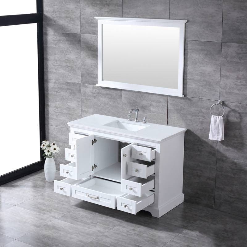 Lexora Vanities Lexora Dukes Modern 48" White Single Sink Vanity with 48"Mirror