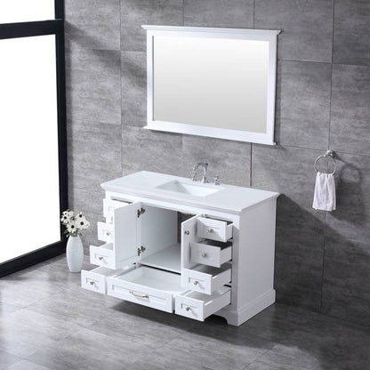 Lexora Vanities Lexora Dukes Modern 48" White Single Sink Vanity with 48"Mirror