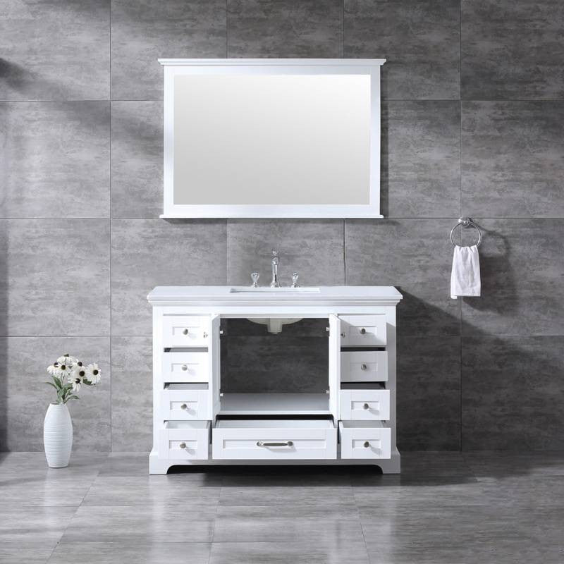Lexora Vanities Lexora Dukes Modern 48" White Single Sink Vanity with 48"Mirror