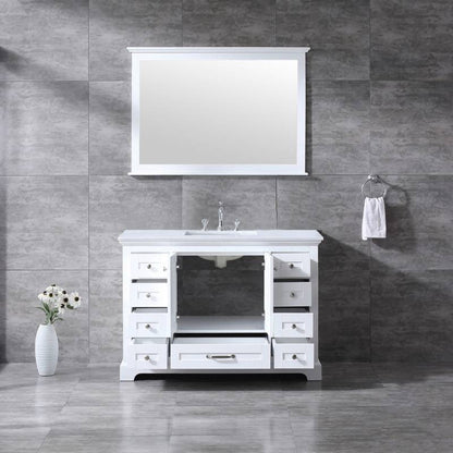 Lexora Vanities Lexora Dukes Modern 48" White Single Sink Vanity with 48"Mirror