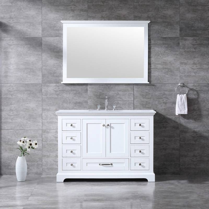 Lexora Vanities Lexora Dukes Modern 48" White Single Sink Vanity with 48"Mirror