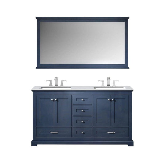 Lexora Vanities Lexora Dukes Modern 60" Navy Blue  Double Sink Vanity with 58"Mirror