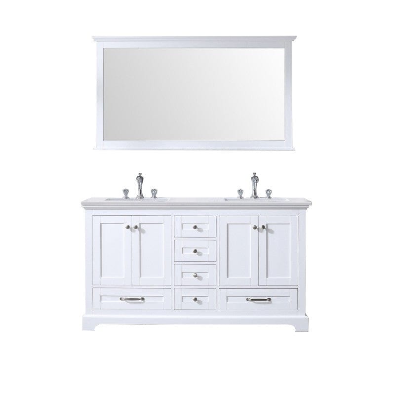 Lexora Vanities Lexora Dukes Modern 60" White Double Sink Vanity with 58"Mirror