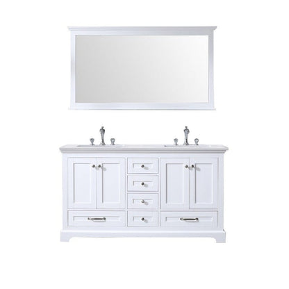 Lexora Vanities Lexora Dukes Modern 60" White Double Sink Vanity with 58"Mirror