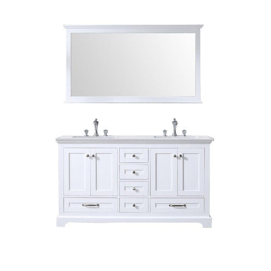 Lexora Vanities Lexora Dukes Modern 60" White Double Sink Vanity with 58"Mirror