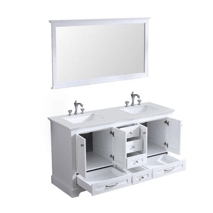Lexora Vanities Lexora Dukes Modern 60" White Double Sink Vanity with 58"Mirror